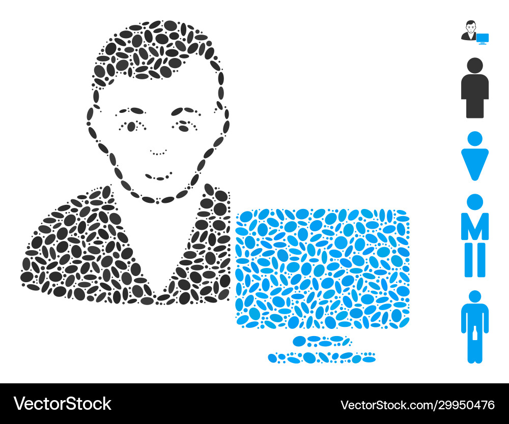 Dot mosaic computer user Dot mosaic computer user vector image