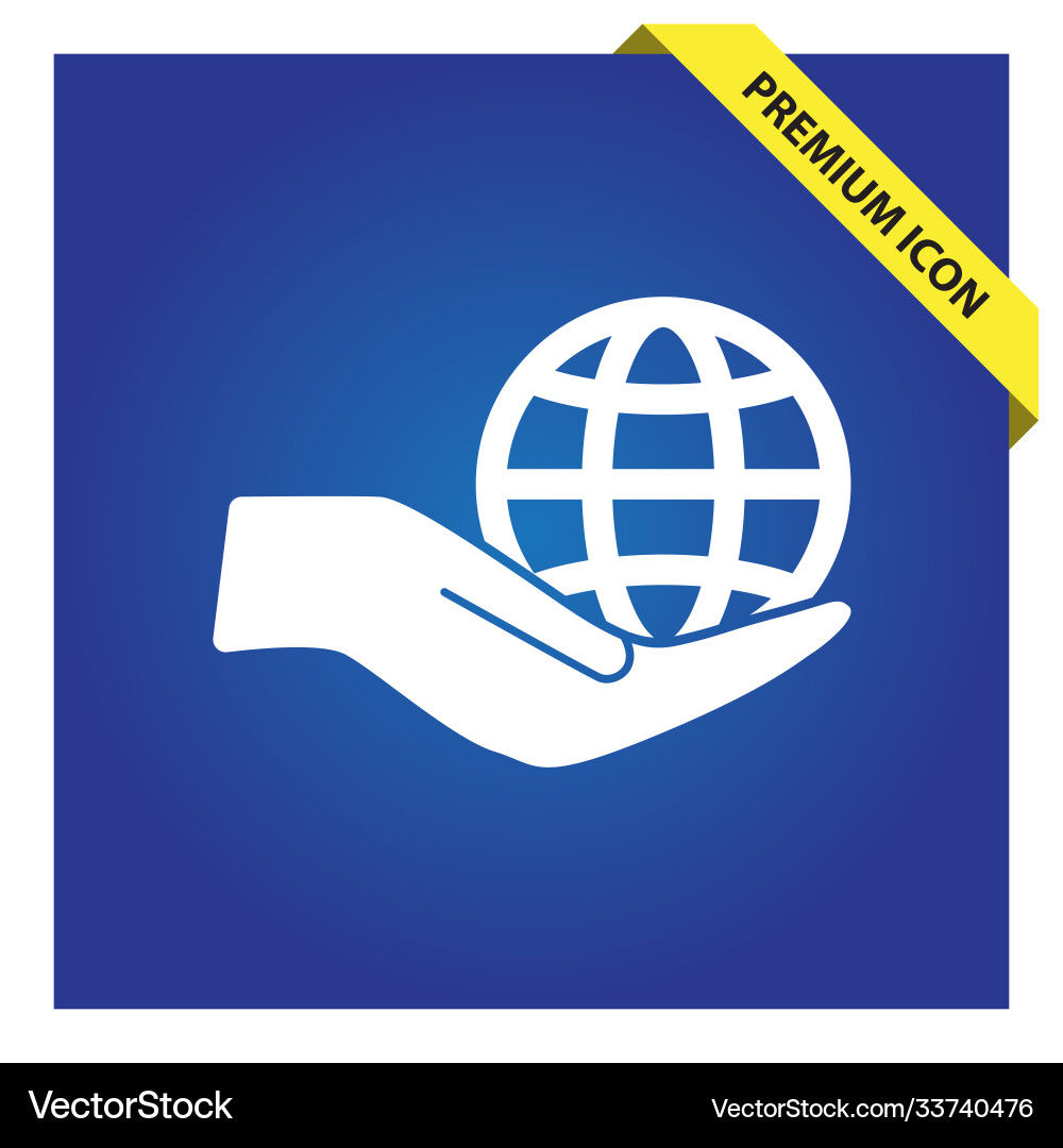 Globe in hand icon for web and mobile vector image