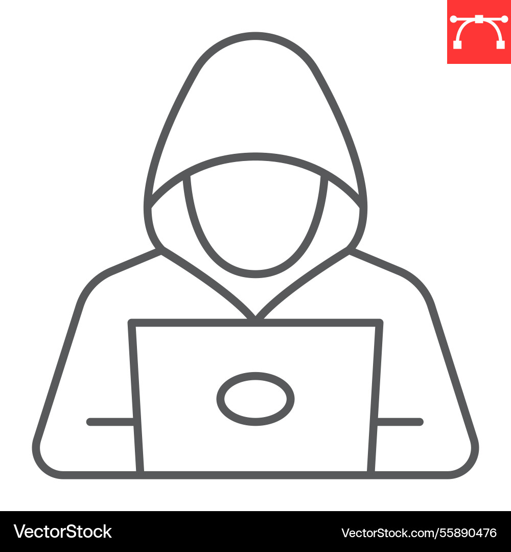 Hacker with laptop line icon security vector image