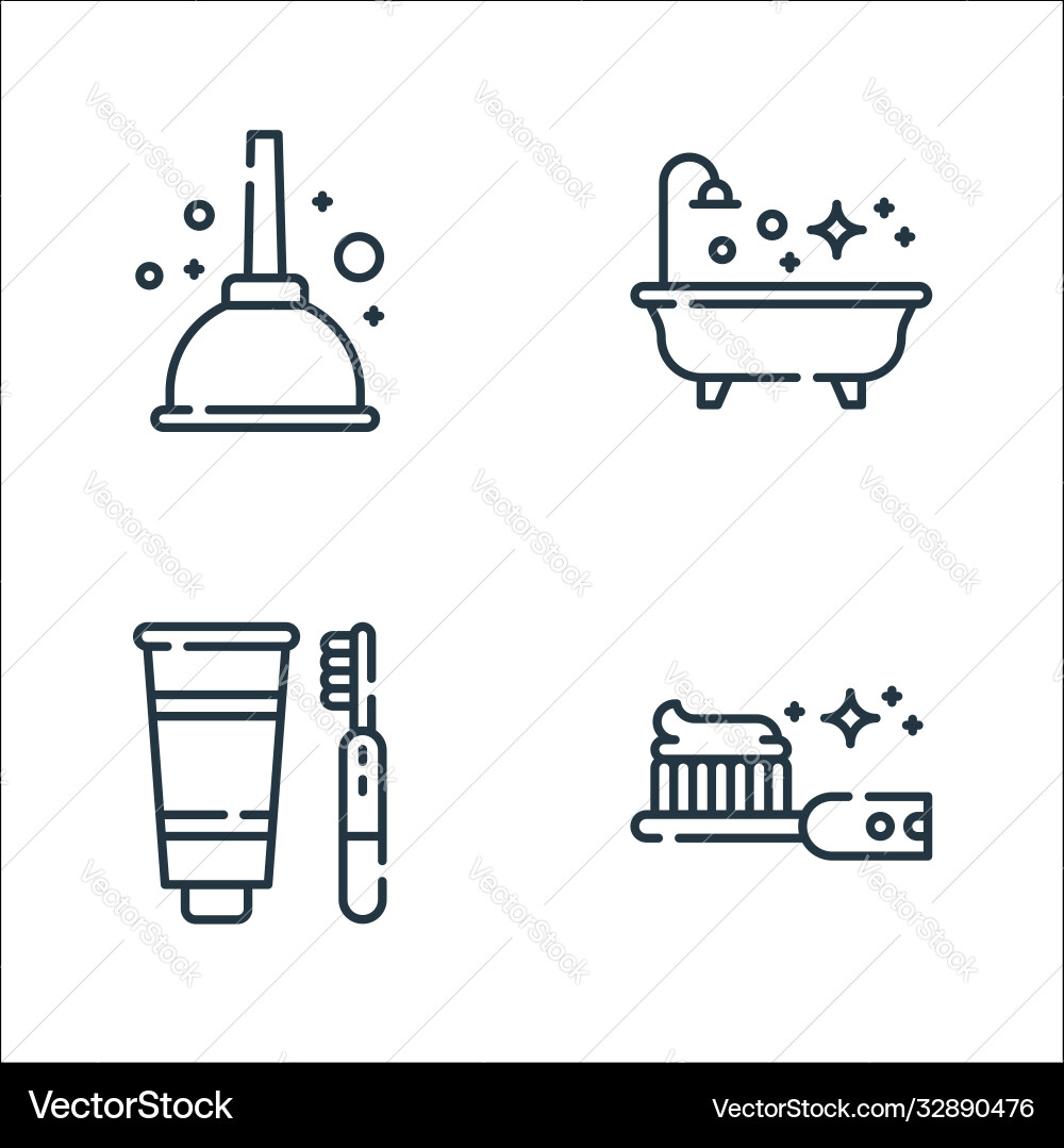 Hygiene routine line icons linear set quality Hygiene routine line icons linear set quality vector image