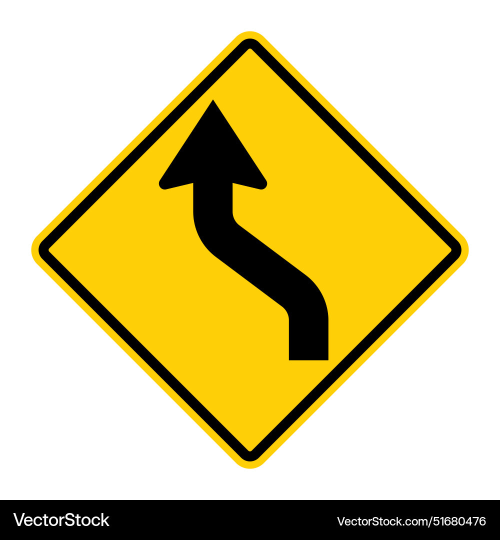 Left Reverse Curve Warning Sign vector image