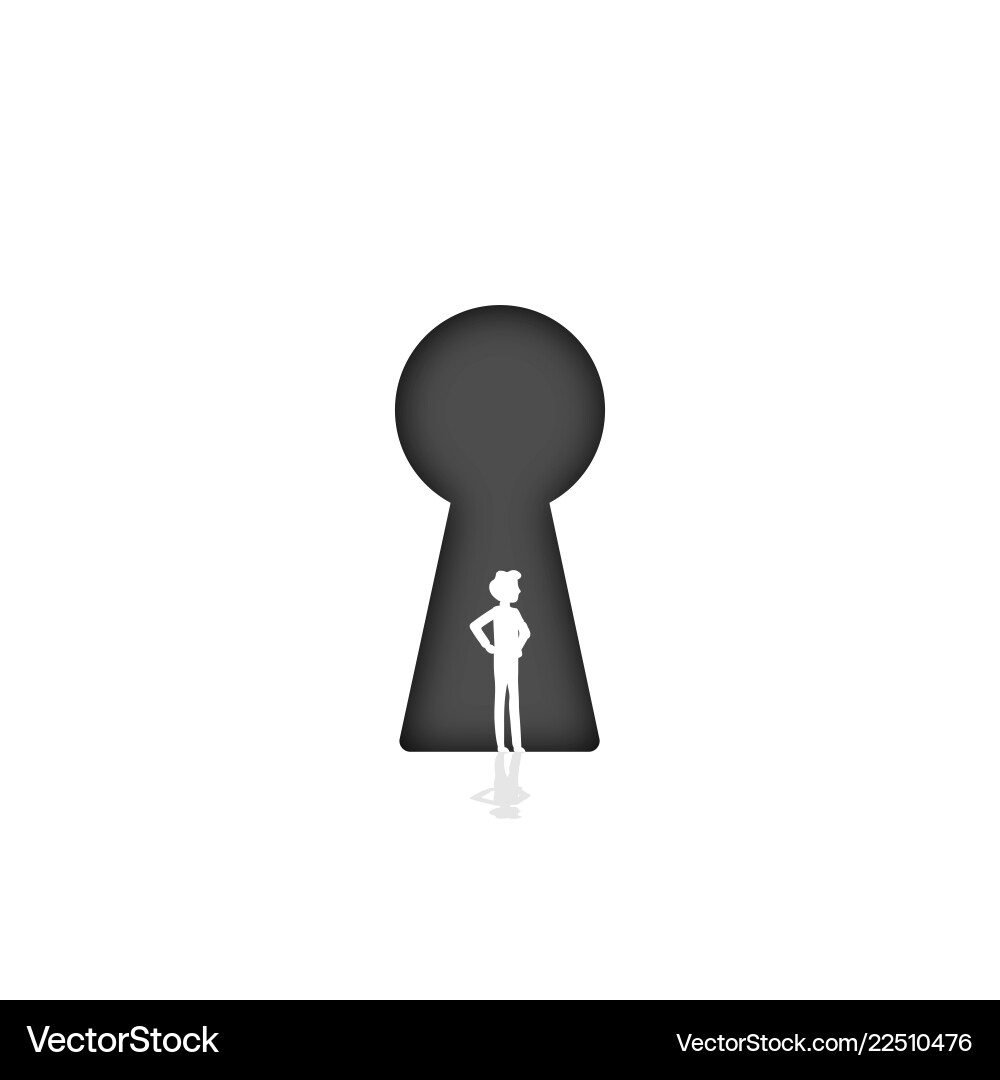 Lock and man with shadow in flat design vector image