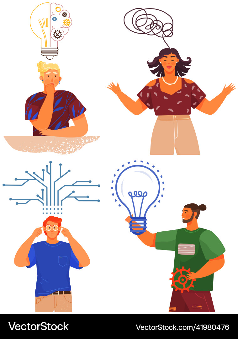 Mindset types set structural analytical logical Mindset types set structural analytical logical vector image