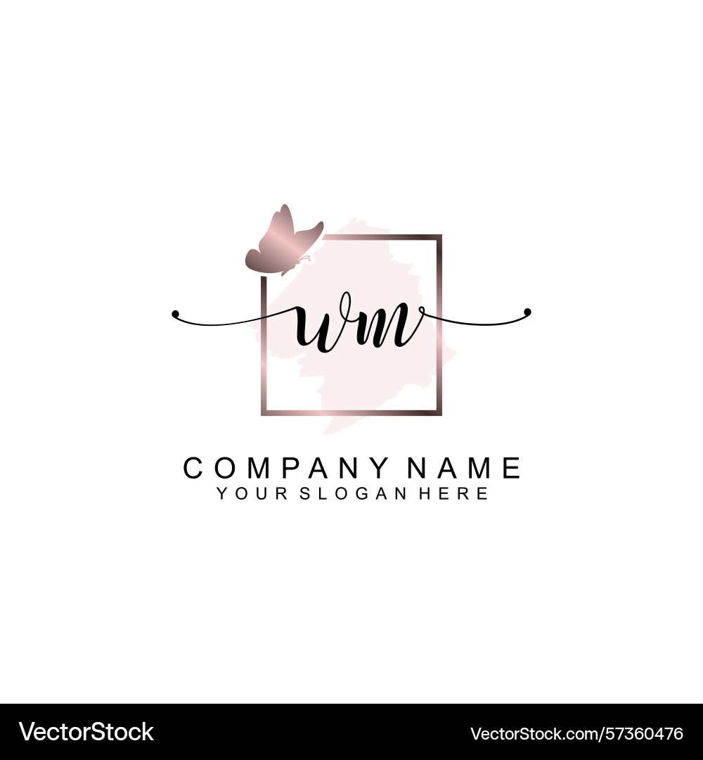 Minimalist handwritten wm initial logos with soft Vector Image
