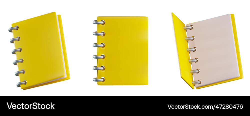 Render of a yellow notepad or notebook Render of a yellow notepad or notebook vector image