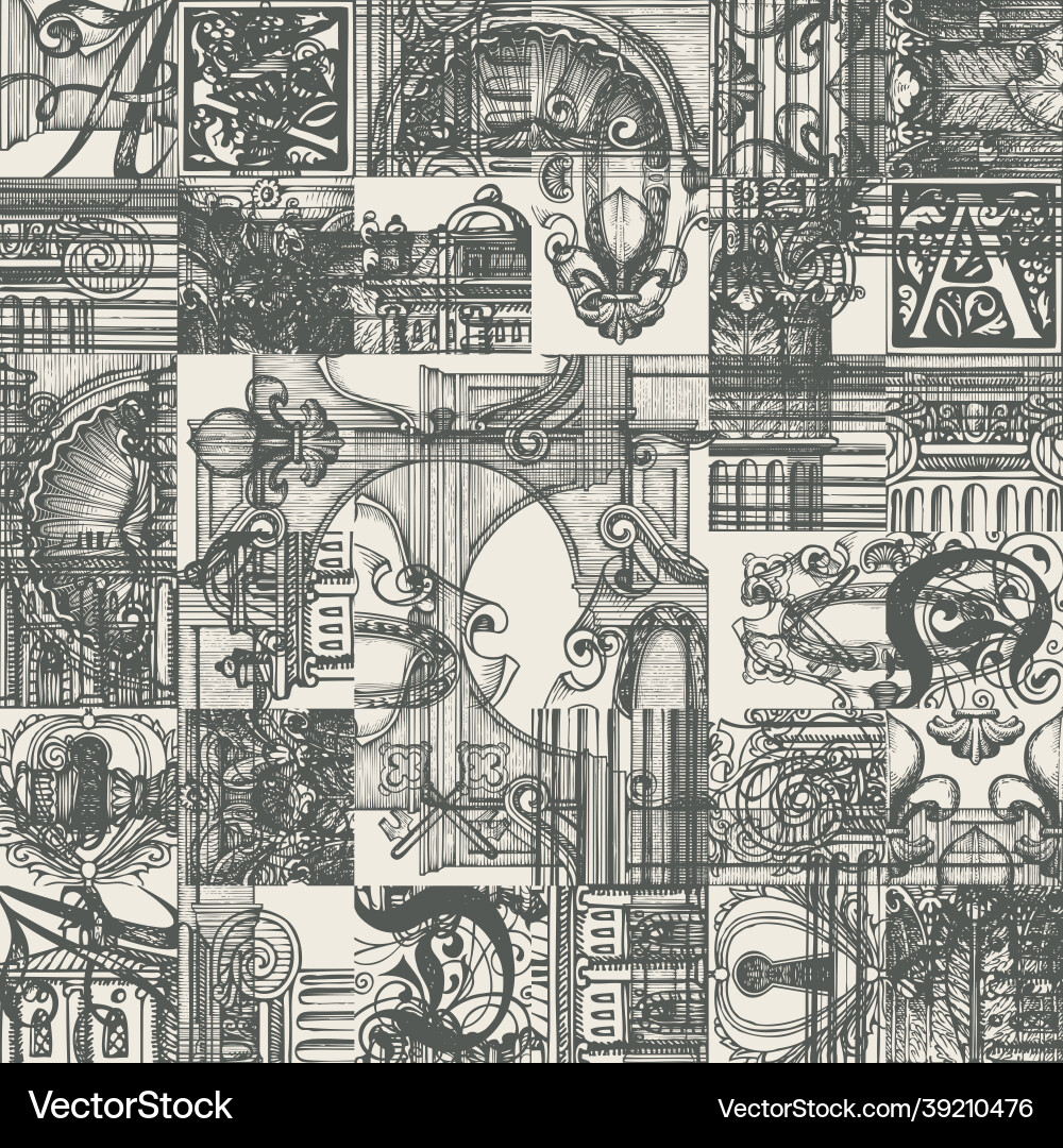 Seamless pattern on the theme of old architecture Seamless pattern on the theme of old architecture vector image