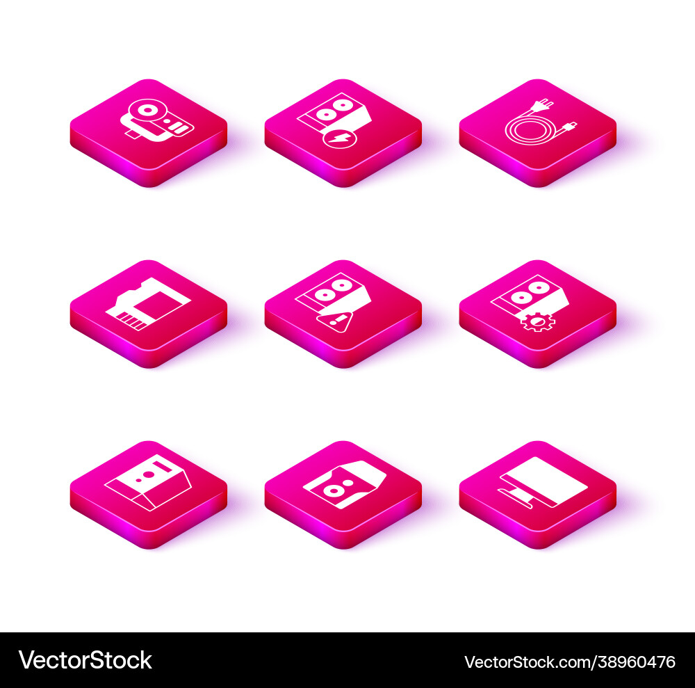 Set case computer uninterruptible power supply Vector Image
