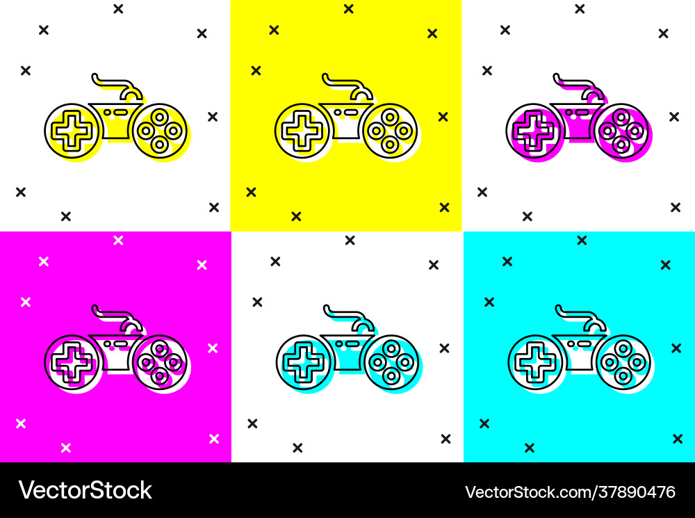 Set gamepad icon isolated on color background Vector Image