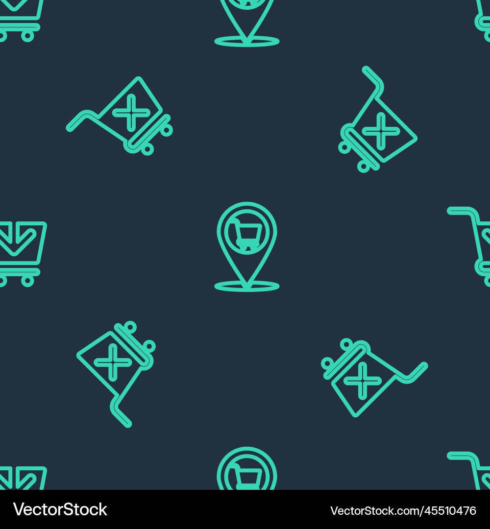 Set line location shopping cart remove and add Vector Image