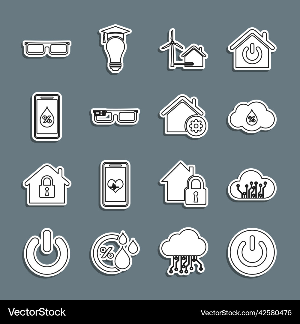 Set line power button internet of things Vector Image
