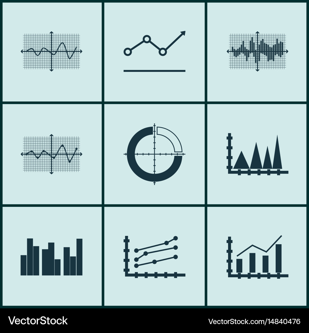 Set of graphs diagrams and statistics icons vector image