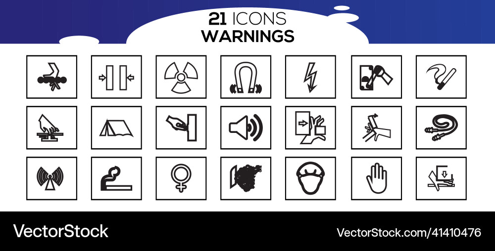Simple set of warnings related line icons Simple set of warnings related line icons Vector Image