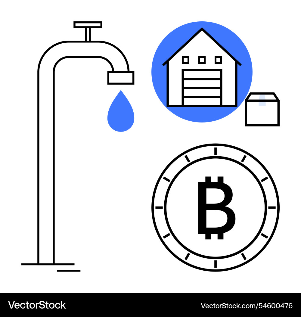 Water tap dripping house storage and bitcoin – Royalty-Free Vector |  VectorStock