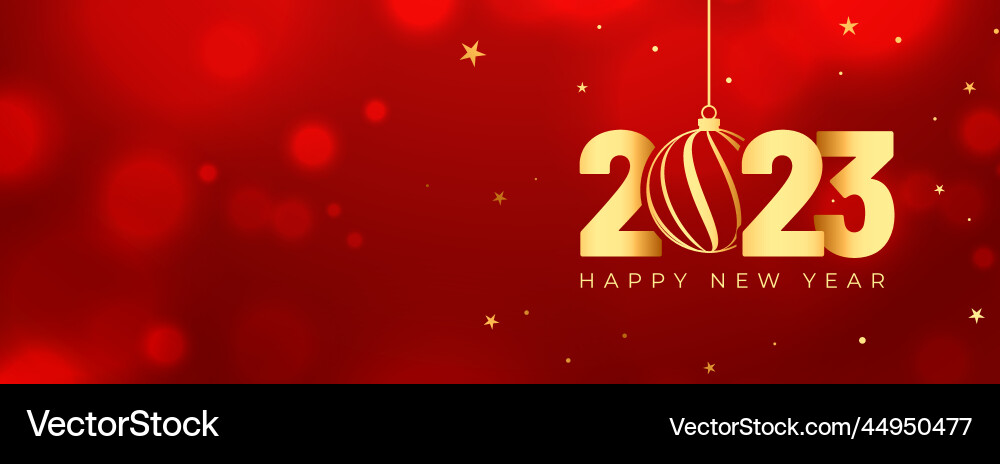 2023 new year shiny red banner with bokeh effect Vector Image