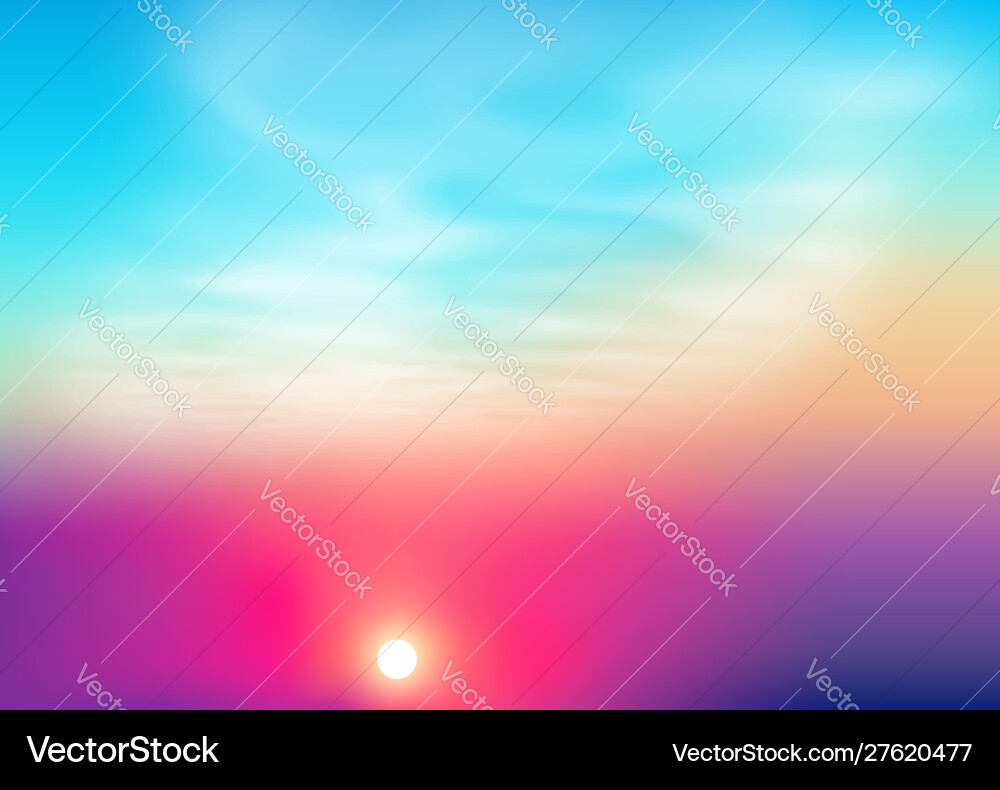 Bright colors sunset background with sun vector image