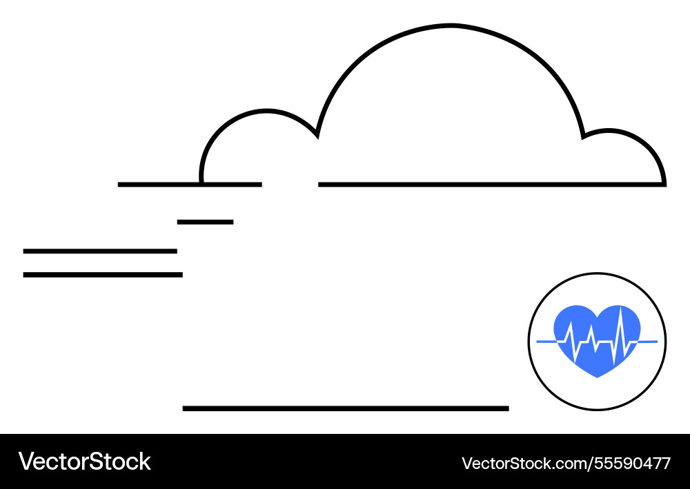 Cloud computing concept with heart monitor symbol Cloud computing concept with heart monitor symbol vector image