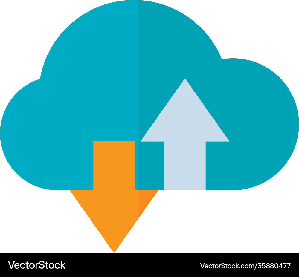 Cloud storage with up and down arrows flat style Vector Image