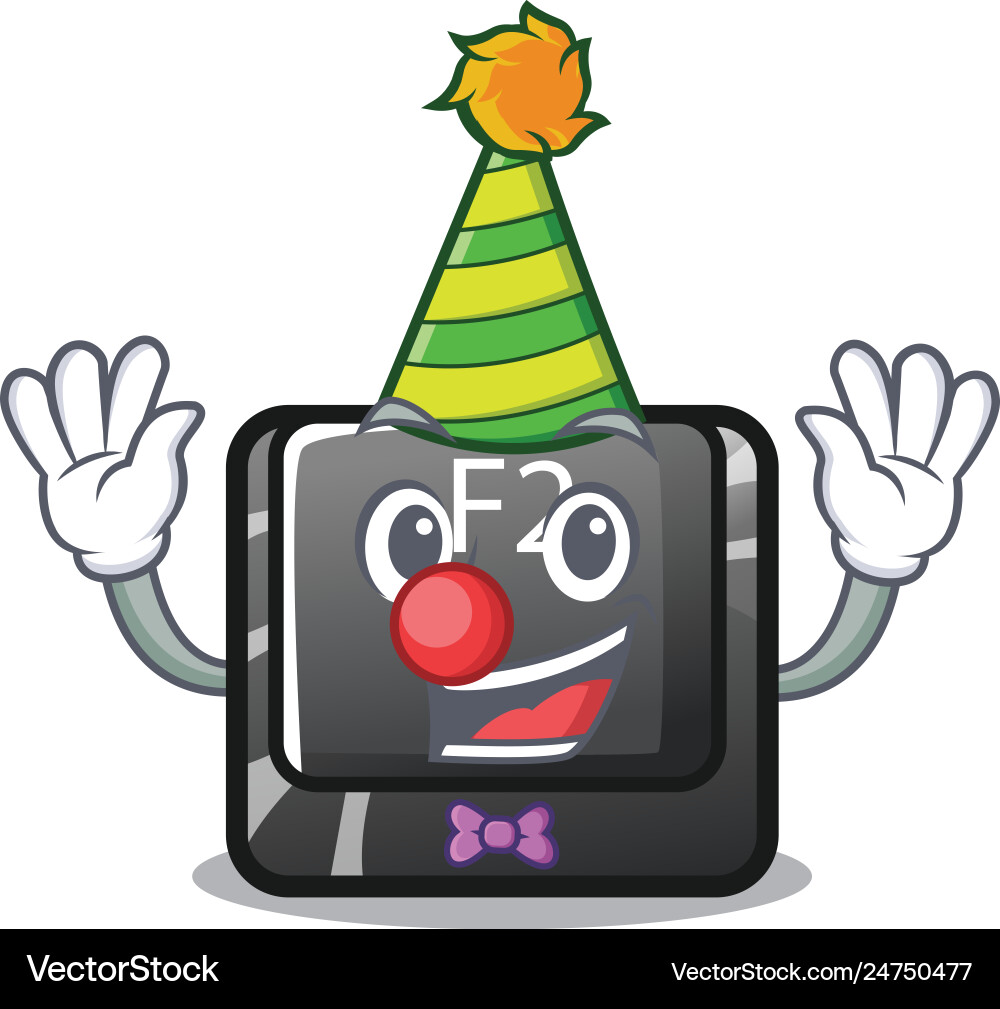 Clown f2 button on mascot computer vector image