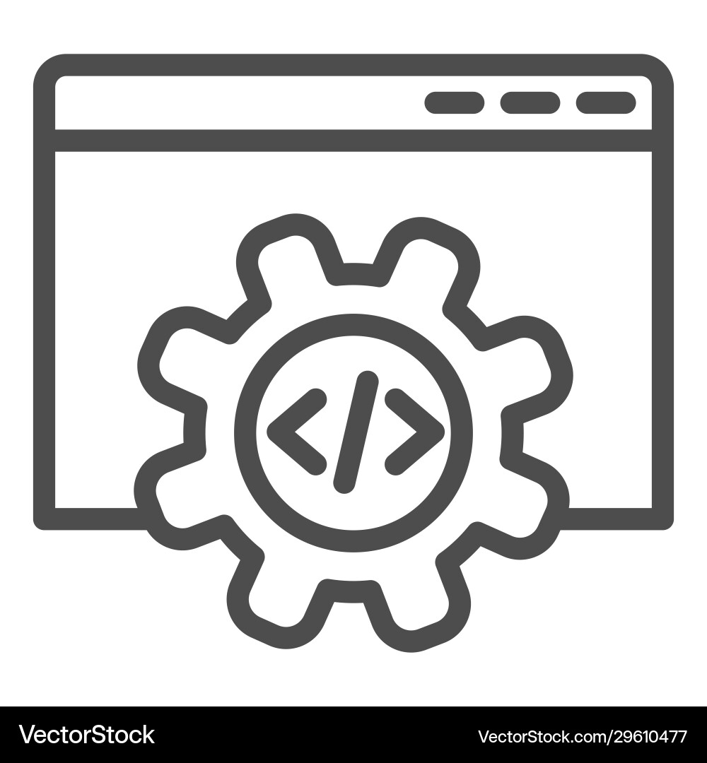 Computer data settings line icon mechanical gear Computer data settings line icon mechanical gear vector image