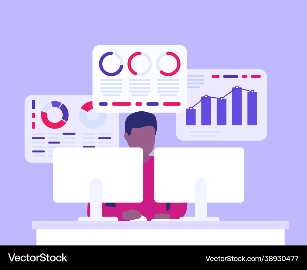 Data Analyst Working with Charts vector image