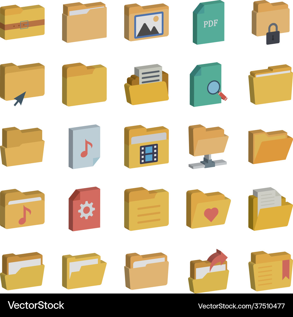 Folder icon set every sing can easily modify vector image