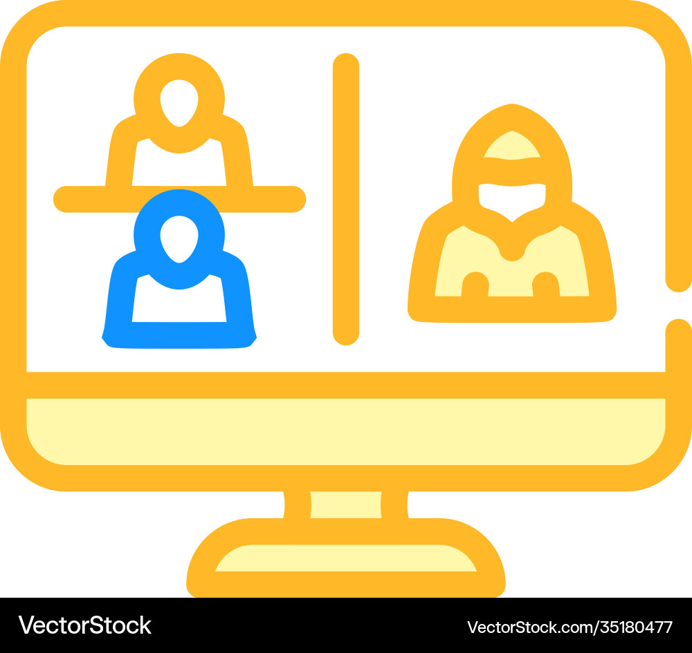 Hacker connected to online discussing color icon Hacker connected to online discussing color icon vector image