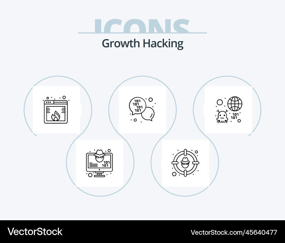 Hacking Linie Icon Pack 5 Design Spam Rückkehr Vektorbild