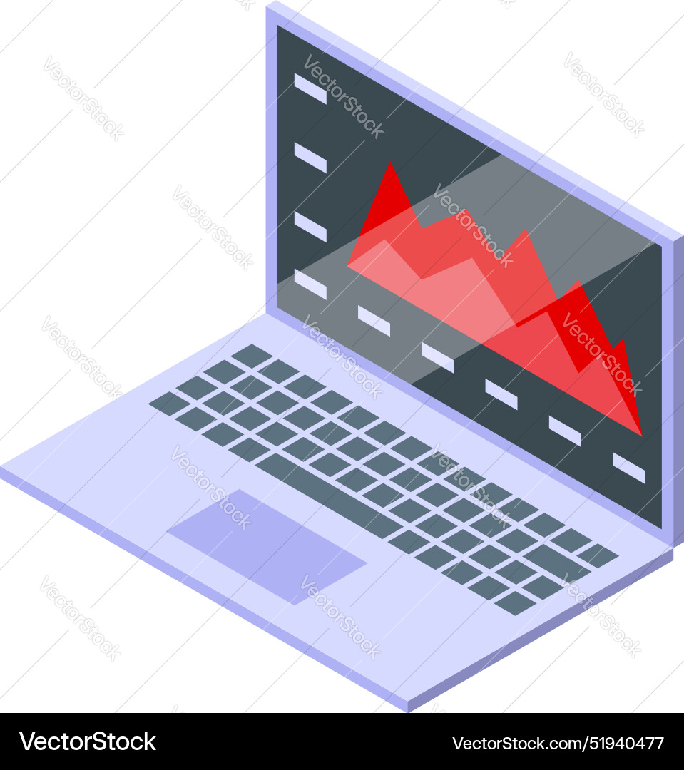 Laptop showing decreasing graph on screen Laptop showing decreasing graph on screen vector image