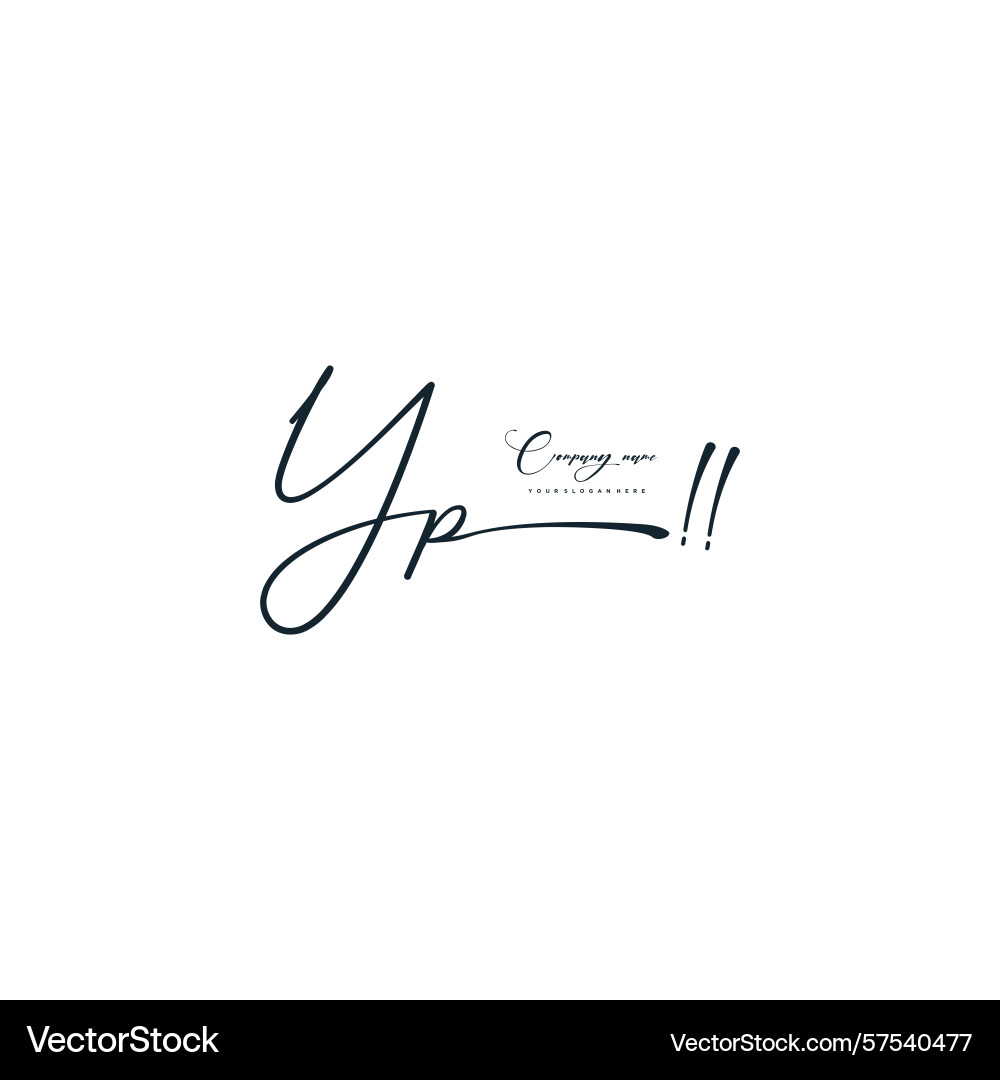 Minimal signature logo design with yp initials Vector Image