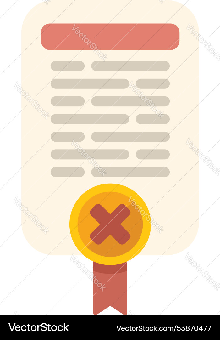 Official document with cross sign is showing Official document with cross sign is showing vector image