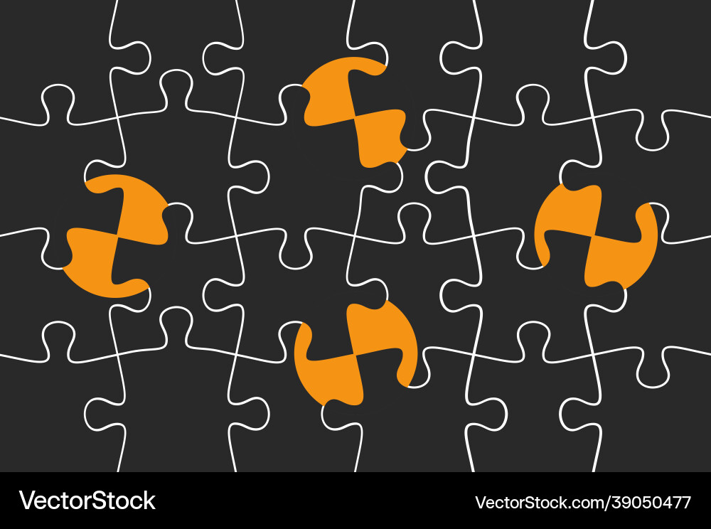 Puzzle pieces background yellow sun and grey Puzzle pieces background yellow sun and grey vector image
