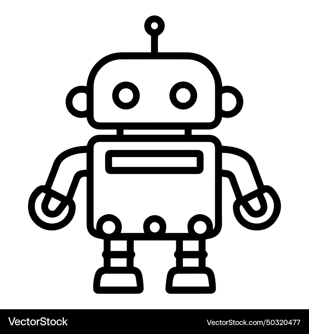 Robot flat icon isolated on white background Vector Image