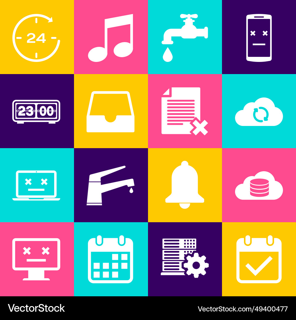 Set calendar with check mark cloud database sync vector image