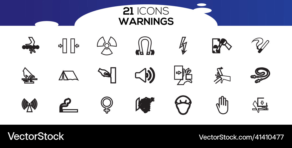 Simple set of warnings related line icons Simple set of warnings related line icons Vector Image