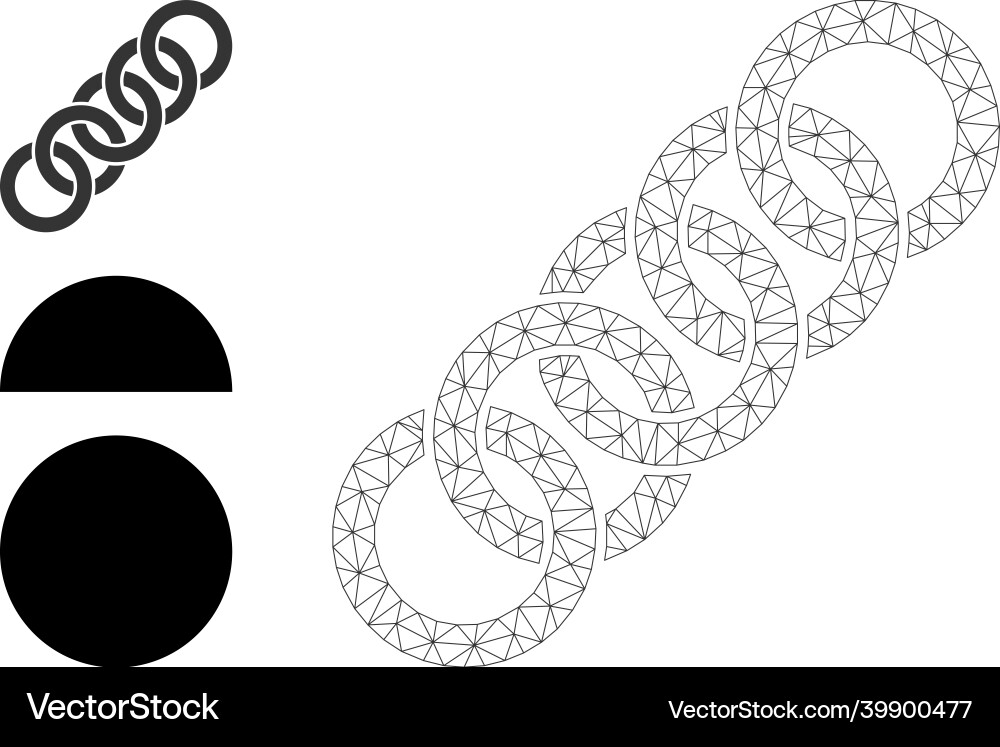Web mesh circle chain icon and additional Vector Image