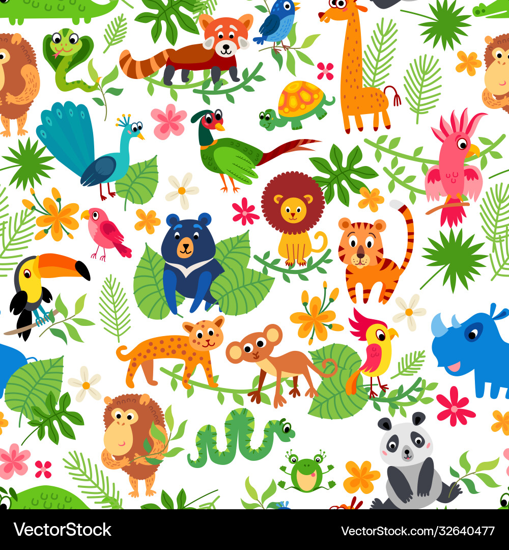 Zoo jungle pattern a tropical bird background Zoo jungle pattern a tropical bird background vector image
