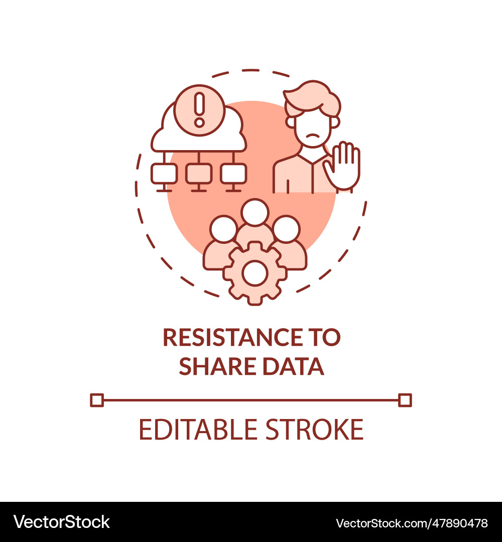 2d resistance to shared data concept linear icon 2d resistance to shared data concept linear icon vector image
