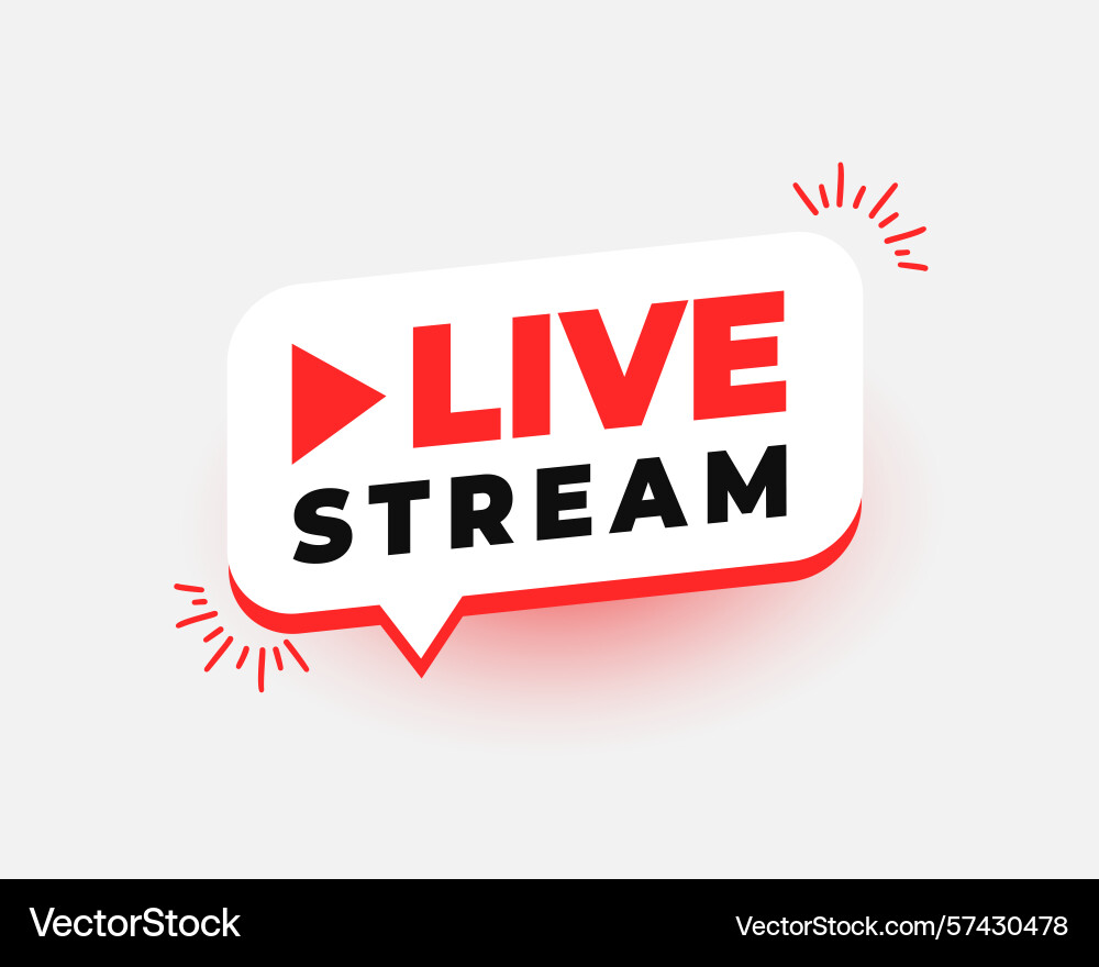 3d style live stream web button design vector image