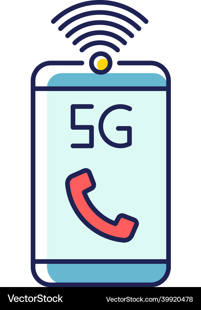 5g mobile network rgb color icon improved 5g mobile network rgb color icon improved vector image