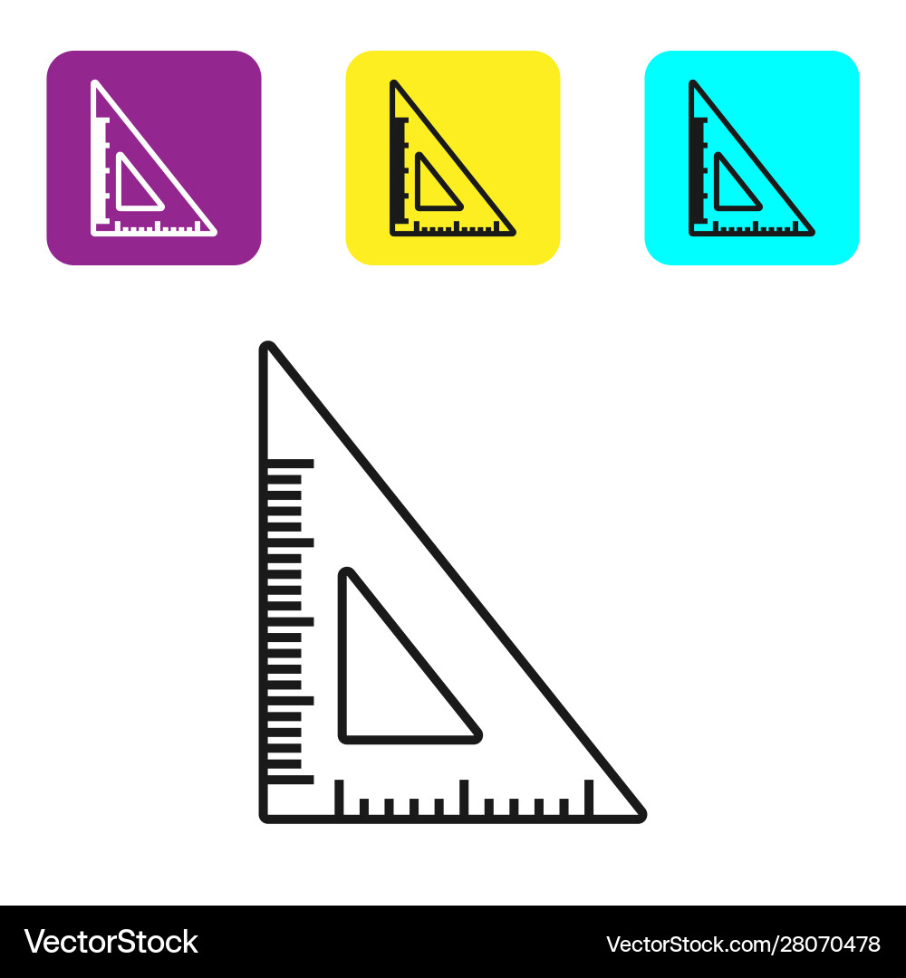 Black line triangular ruler icon isolated on white Vector Image