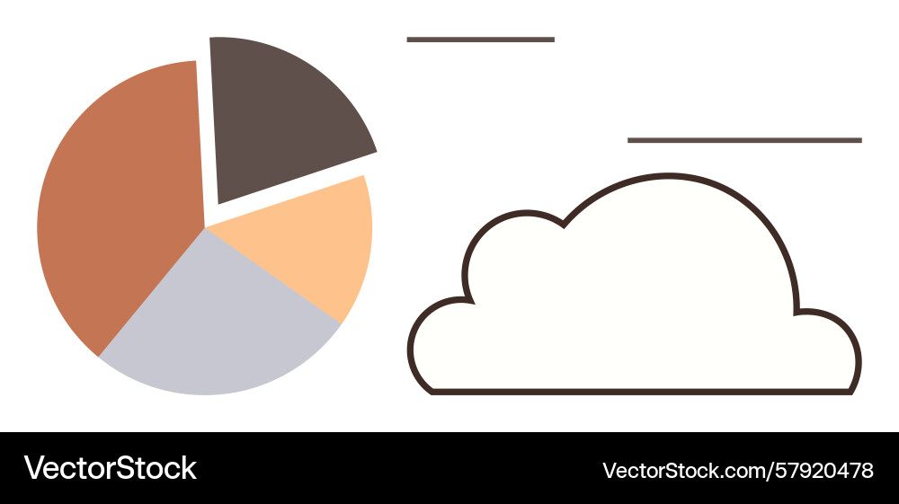 Cloud data integration represented with pie chart Vector Image