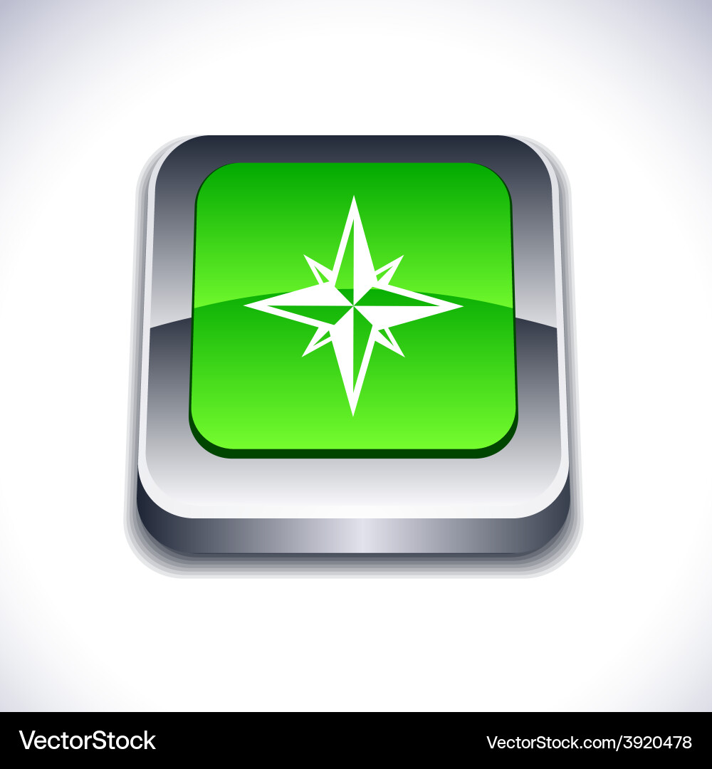 Compass 3d button vector image