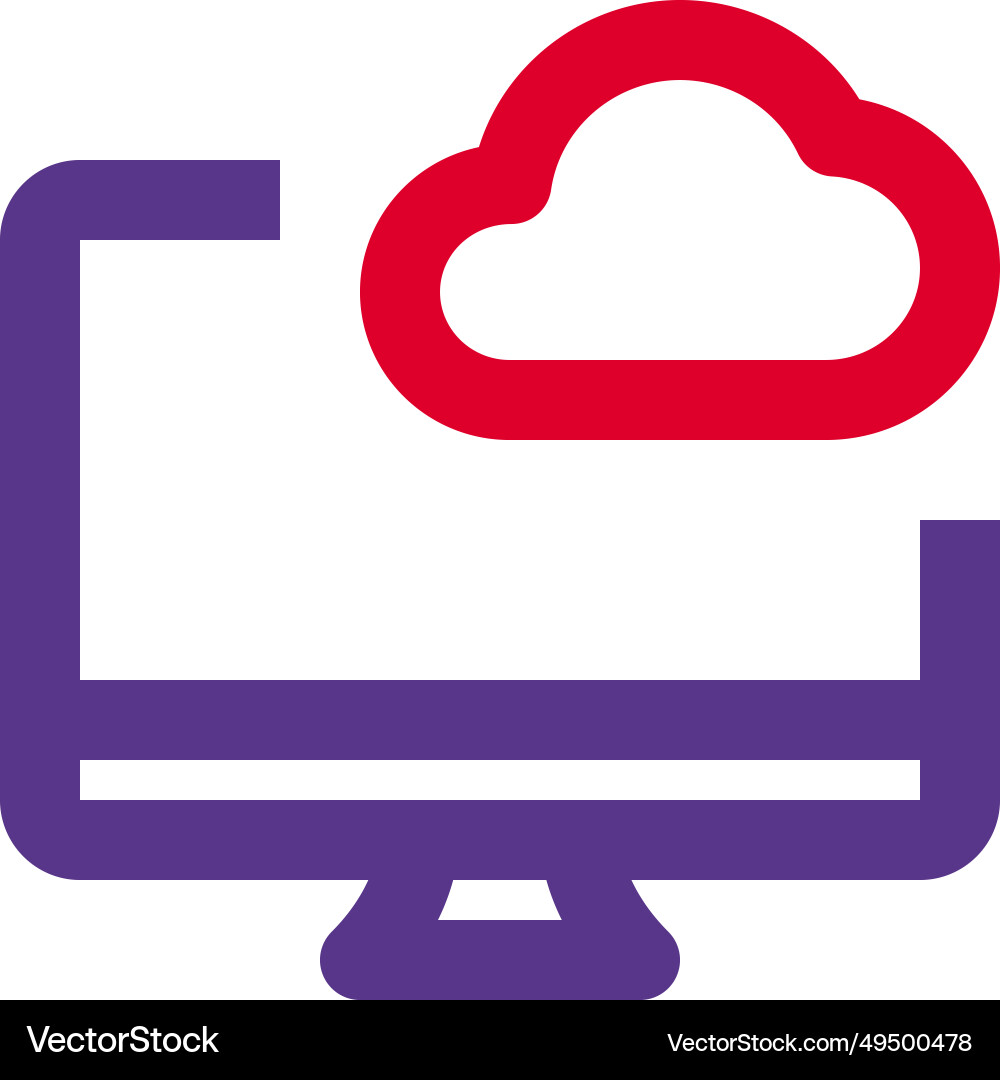 Desktop linked to cloud for data storage Vector Image