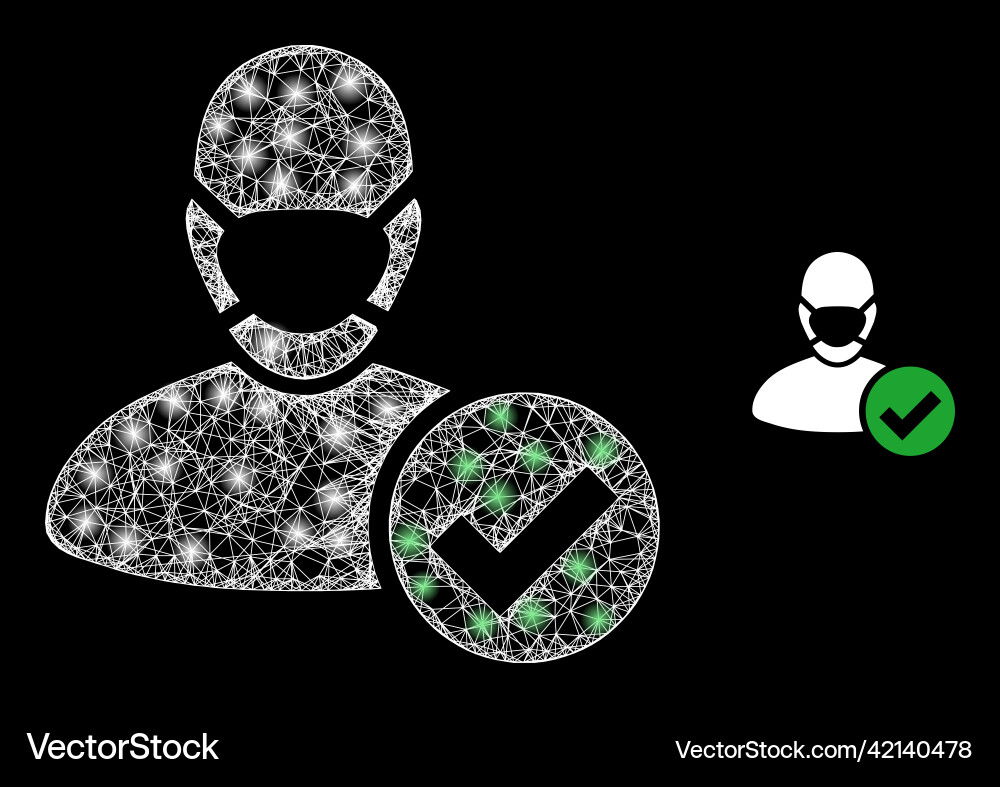Glowing web model valid masked man with colored Vector Image