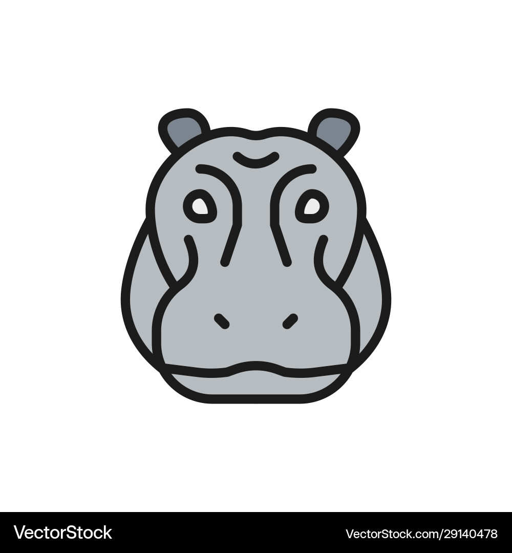 Hippo Glyph Flusspferd Hippopotamus flach Hippo Glyph Flusspferd Hippopotamus flach vektorbild