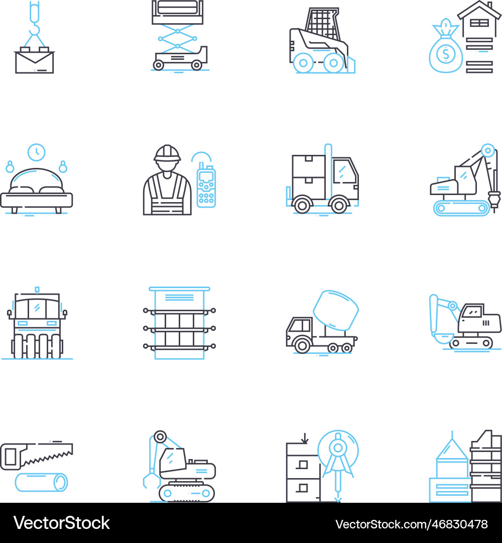 Home constructors linear icons set design build Home constructors linear icons set design build vector image