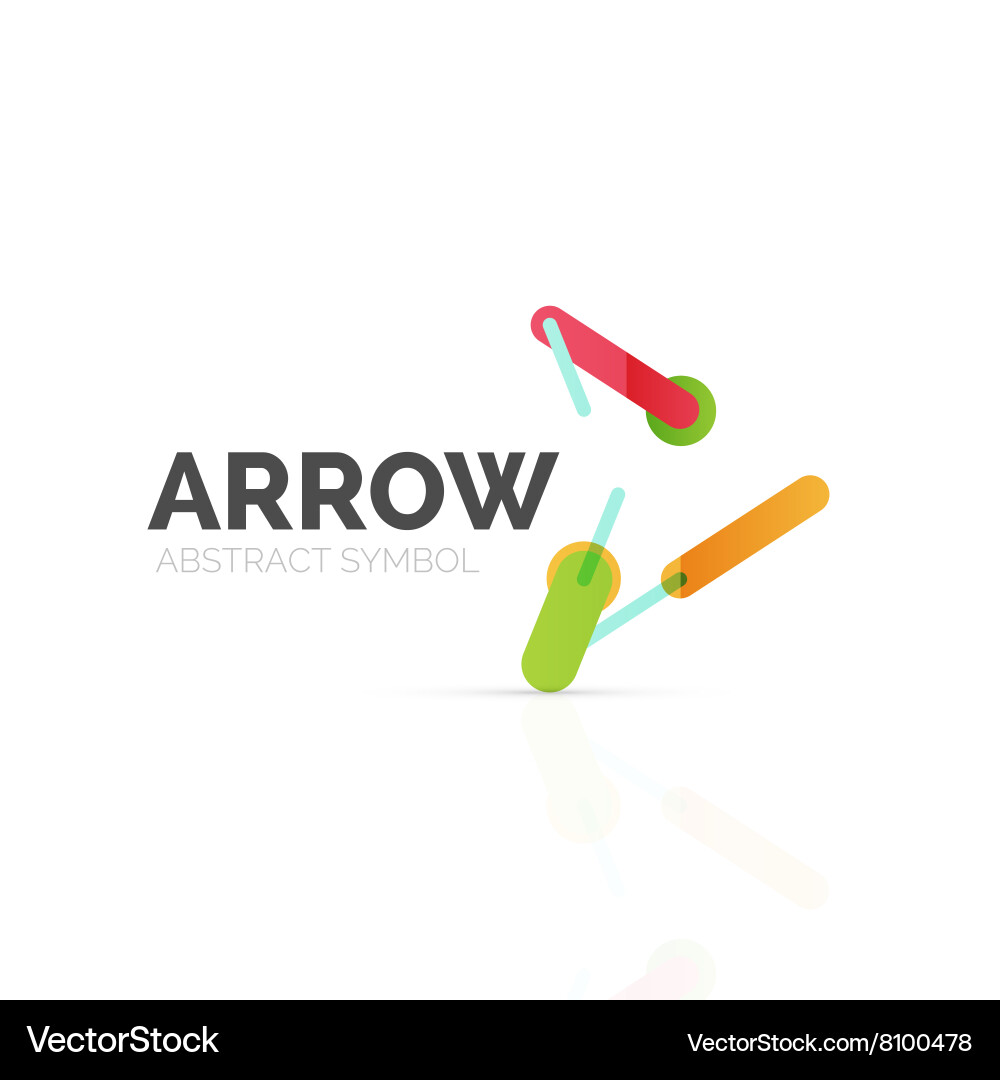 Linear arrow abstract logo connected multicolored Linear arrow abstract logo connected multicolored vector image
