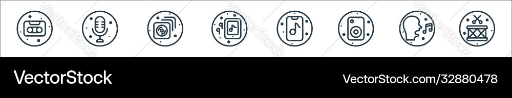 Music and sound line icons linear set quality Music and sound line icons linear set quality vector image