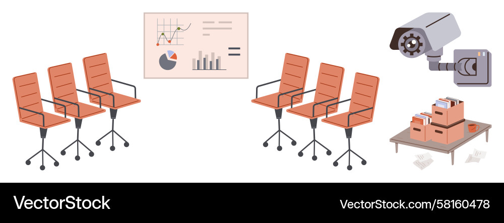 Office Security & Data Analysis Vector Image