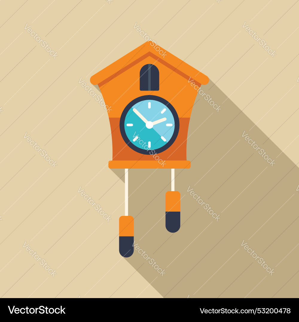 Orange Kuckucksuhr hängen an der Wand zeigen Zeit Orange Kuckucksuhr hängen an der Wand zeigen Zeit vektorbild
